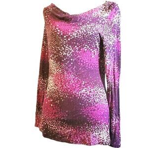 Apt 9 Light Knit Top Size S Purple Long Sleeves Cowl Neckline Soft Stretch Retro